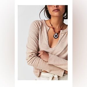 Free People Hailey long sleeve Tee in color Cashmere NWT